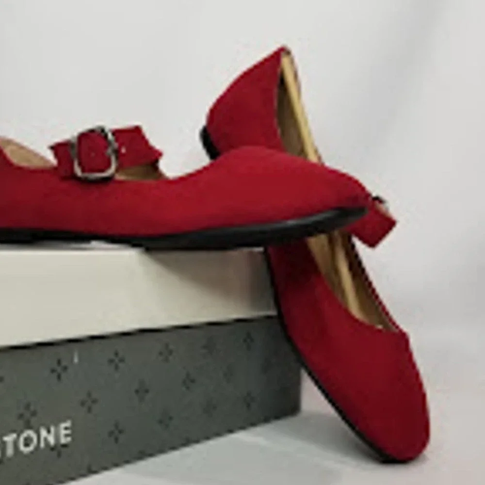 SUN + STONE Youth Girls  Mary Jane Flats Size 5 Red NWT